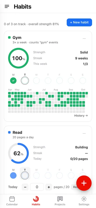 Habits on an iPhone